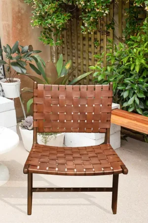 Milan Leather Woven Lounge Chair by Artisan Living ALF213 Exclusive Offer