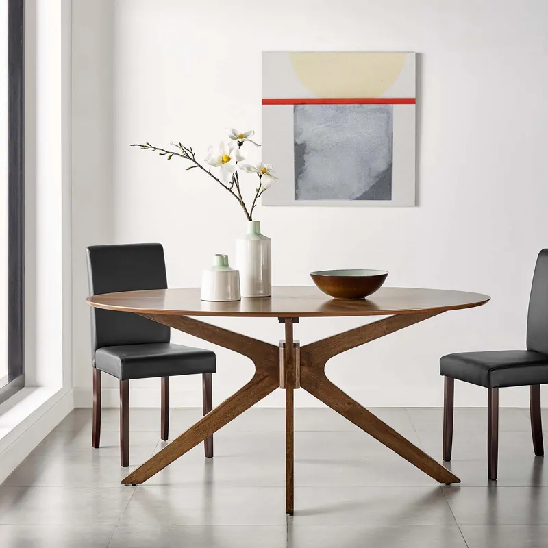 Mega Sale Modway Crossroads 63" Oval Wood Dining Table - EEI-3848 - Walnut
