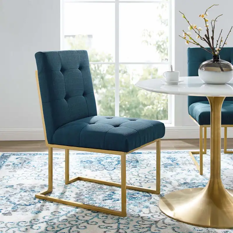 Handmade Modway Privy Gold Stainless Steel Upholstered Fabric Dining Accent Cha
