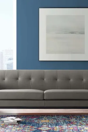 Best Price Modway Engage Top-Grain Leather Living Room Lounge Sofa - EEI-3733