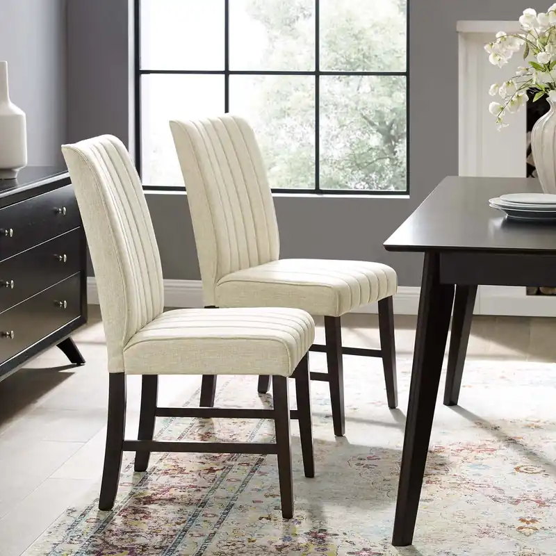 Modway Motivate Channel Tufted Upholstered Fabric Dining Chair Set of Premium
