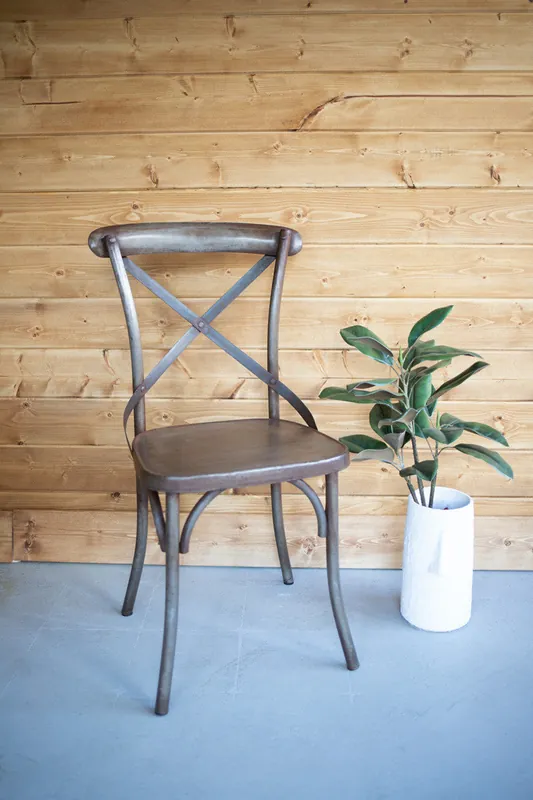 Kalalou Iron Dining Chair - Rustic - Grey Premium