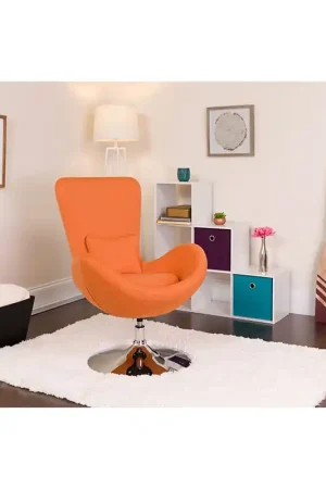 Final Sale Egg Series Orange/Red Fabric Side Reception Chair By Flash Furniture