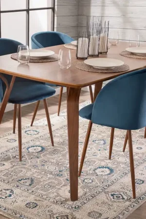LumiSource Fran Dining Chair - Set of 2 - Walnut, Blue Limited Time