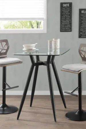 Trusted Brand LumiSource Folia Barstool - Black Metal, Light Grey Wood, Light Grey Fabric