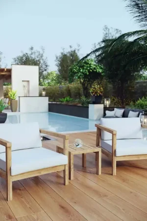 Best Choice Modway Bayport 3 Piece Outdoor Patio Teak Set - EEI-3112 - Natural White
