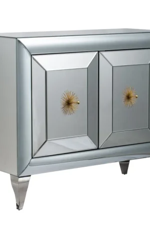 A&B Home Vintage Silver Curved Cabinet Best Choice