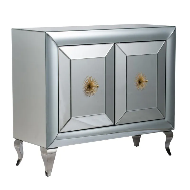 A&B Home Vintage Silver Curved Cabinet Best Choice