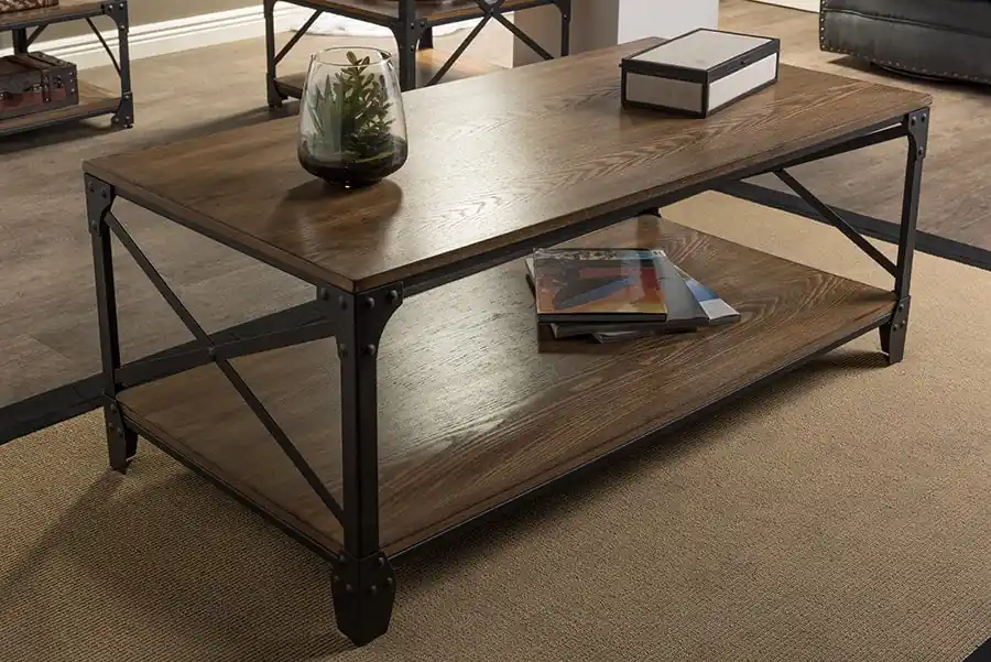 Baxton Studio Greyson Vintage Industrial Antique Bronze Occasional Cocktail Coffee Table - Brown Exclusive