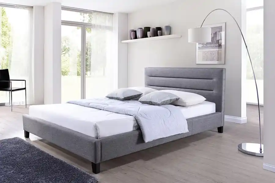 Baxton Studio Hillary Modern and Contemporary Queen Size Grey Fabric Upholstered Platform Base Bed Frame - Grey Buy Today