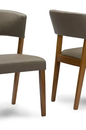 Baxton Studio Montreal Mid-Century Dark Walnut Wood Grey Faux Leather Dining Chairs (Set of 2) - "Walnut" Brown Shop Now