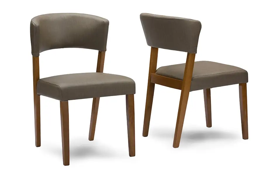 Baxton Studio Montreal Mid-Century Dark Walnut Wood Grey Faux Leather Dining Chairs (Set of 2) - "Walnut" Brown Shop Now