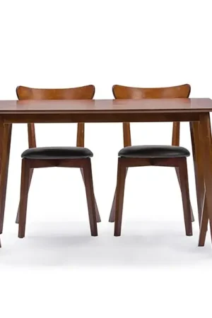 Baxton Studio Sumner Mid-Century Style "Walnut" Brown 5-Piece Dining Set - Brown , Black Discount