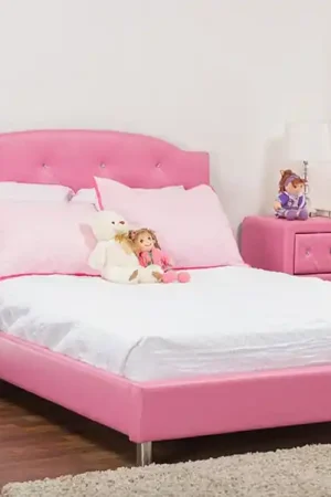 Baxton Studio Canterbury Pink Leather Contemporary Full-Size Bed - Pink Last Chance