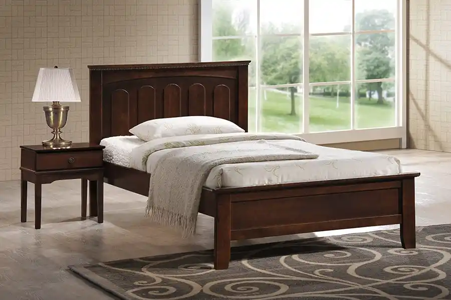 Baxton Studio Spuma Cappuccino Wood Contemporary Twin-Size Bed - Dark Brown Premium