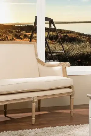 Baxton Studio Chavanon Wood & Light Beige Linen Traditional French Loveseat - Light Beige , Natural Time-Limited