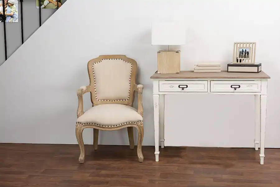 Baxton Studio Dauphine Traditional French Accent Writing Desk - White , Light Brown Instant Buy