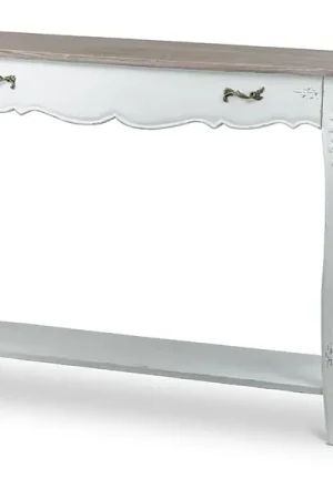 Baxton Studio Bourbonnais Wood Traditional French Console Table - White , Light Brown Super Sale