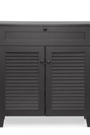 Baxton Studio Calvin Espresso Shoe-Storage Cabinet - Dark Brown Super Sale