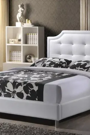 Baxton Studio Carlotta White Modern Bed with Upholstered Headboard - Full Size - White No Minimum Order