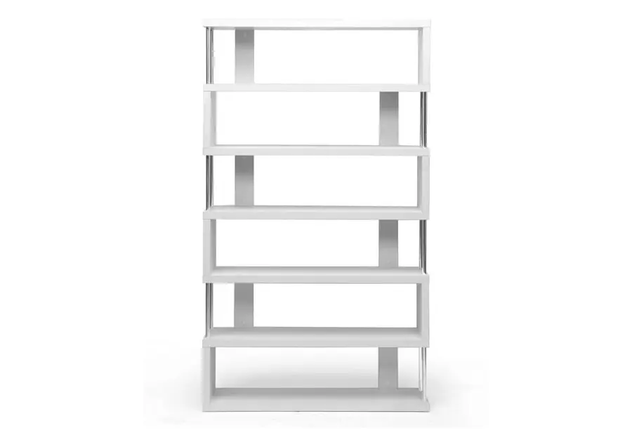 Baxton Studio Barnes White Six-Shelf Modern Bookcase - White Editor’s Pick