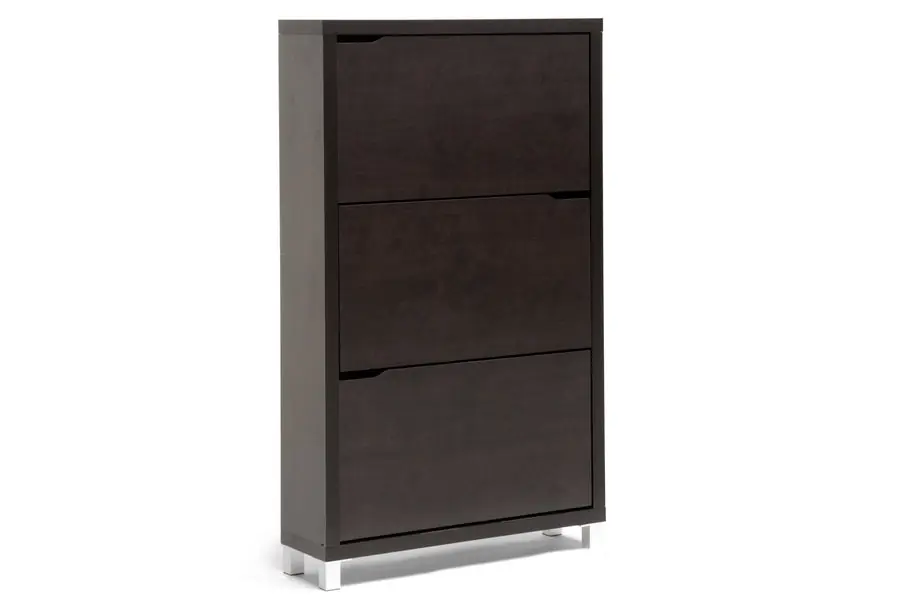Baxton Studio Simms Dark Brown Modern Shoe Cabinet - Dark Brown Final Sale