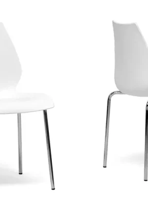 Baxton Studio Overlea White Plastic Modern Dining Chair (Set of 2) - White Editor’s Pick