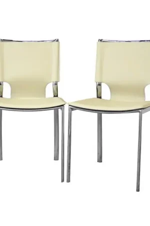 Baxton Studio Montclare Ivory Leather Modern Dining Chair (Set of 2) - Ivory Deal