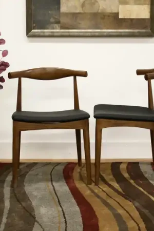 Baxton Studio Sonore Solid Wood Mid-Century Style Accent Chair Dining Chair - Walnut Buy Online