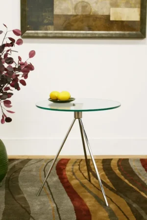 Baxton Studio Triplet Round Glass Top End Table with Tripod Base - Clear Limited Offer
