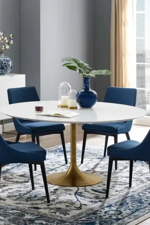 Bargain Modway Lippa 60" Round Wood Top Dining Table in Gold White - EEI-3229 - Gold White