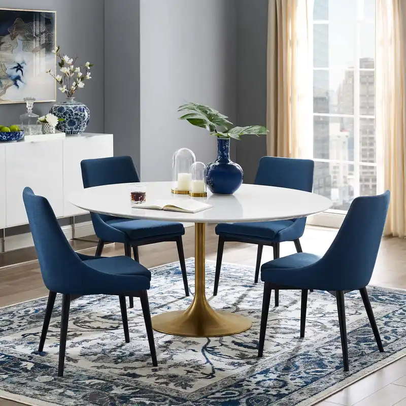 Bargain Modway Lippa 60" Round Wood Top Dining Table in Gold White - EEI-3229 - Gold White