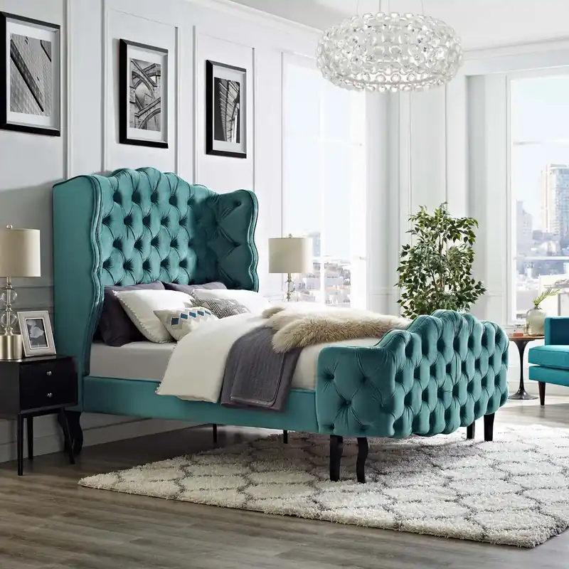 Affordable Modway Violette Queen Tufted Wingback Performance Velvet Platform Bed