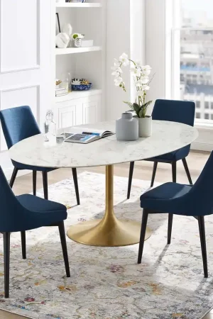 Wholesale Modway Lippa 78" Oval Artificial Marble Dining Table in Gold White - EEI-3257 - Gold White
