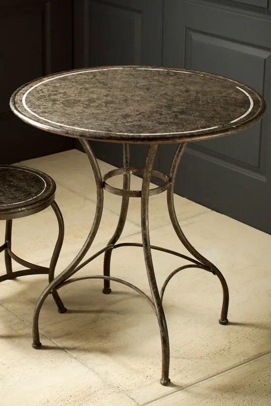 Vagabond Vintage Metal Bistro Table in Rustic Black and White Paint Bargain