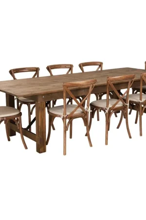 Flash Furniture Hercules Series 9' X 40" Antique Rustic Folding Farm T Free Returns
