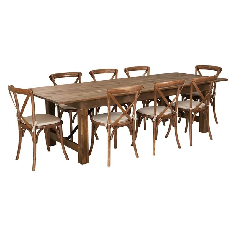 Flash Furniture Hercules Series 9' X 40" Antique Rustic Folding Farm T Free Returns