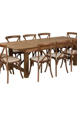 Flash Furniture Hercules Series 8' X 40" Antique Rustic Folding Farm T No Minimum Order