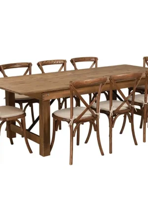 Flash Furniture Hercules Series 8' X 40" Antique Rustic Folding Farm T Mega Sale