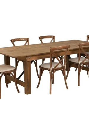 Exclusive Offer Flash Furniture Hercules Series 8' X 40'' Antique Rustic Folding Farm