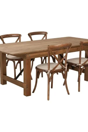 Flash Furniture Hercules Series 7' X 40" Antique Rustic Folding Farm T Secure Checkout