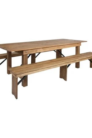 Limited Edition Flash Furniture Hercules Series 8' X 40" Antique Rustic Folding Farm T