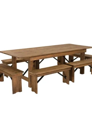 One Day Deal Flash Furniture Hercules Series 8' X 40'' Antique Rustic Folding Farm