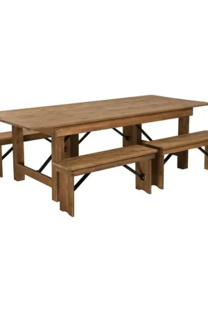 While Supplies Last Flash Furniture Hercules Series 8 X 40 Antique Rustic Folding Farm Tab