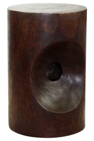 Strata Furniture Peephole End Table in Walnut Modern