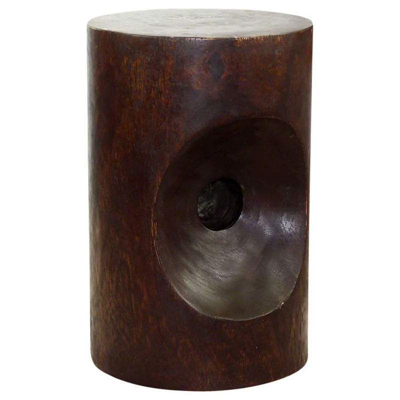 Strata Furniture Peephole End Table in Walnut Modern