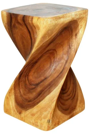 Strata Furniture Single Twist End Table - Oak Free Returns