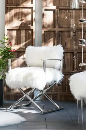 Worldwide Shipping A&B Home Mongolian Fur Director Chair - Gold