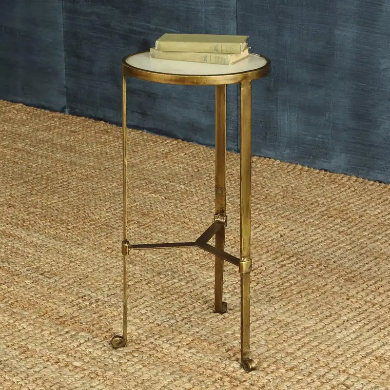 Savoy Iron & Stone Side Table By HomArt Discount