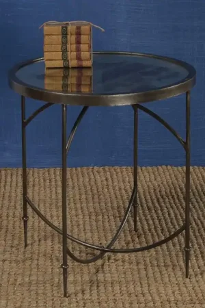 HomArt Carrefour Mirrored Side Table - Antique Nickle & Antique Mirror -Nickel Latest